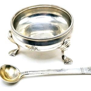 Antique Sterling Silver Tiffany & Co. Salt Cellar & spoon